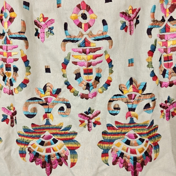Anthropologie COREY LYNN CALTER Sz 6 Embroidered Medallion Pencil Skirt Linen - Picture 5 of 13